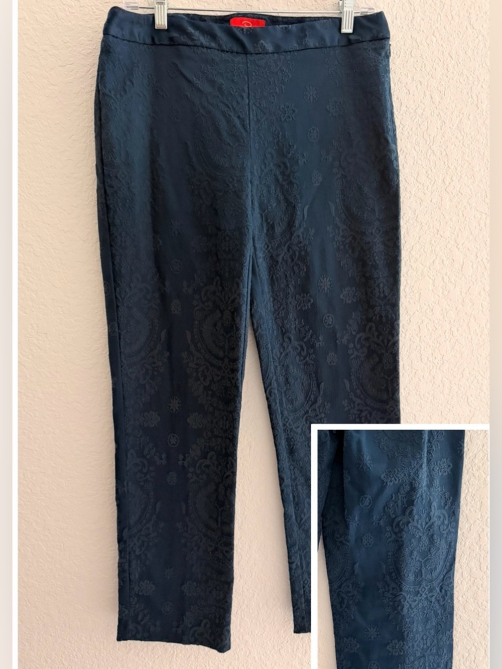 Oscar de la Renta Cotton Brocade Straight-Leg Pants | Luxury  Side Zip Trousers